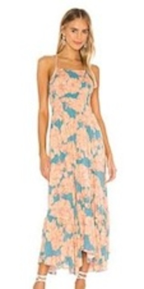 Free People Floral Maxi Dress in Blue and Orange - Picture 7 of 9